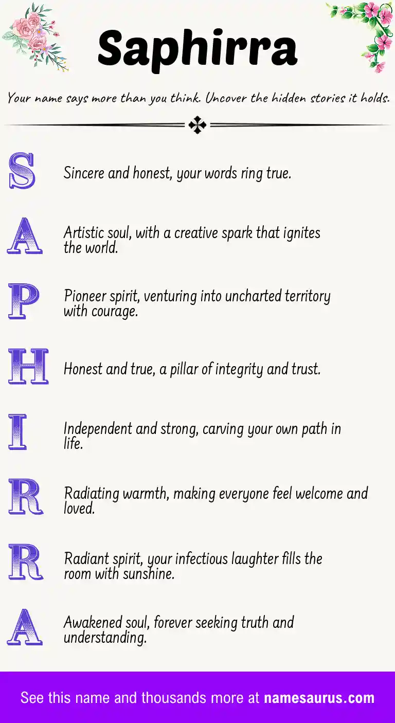 Acrostic poem about Saphirra.