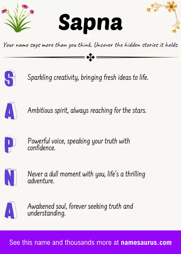 Acrostic poem about Sapna.