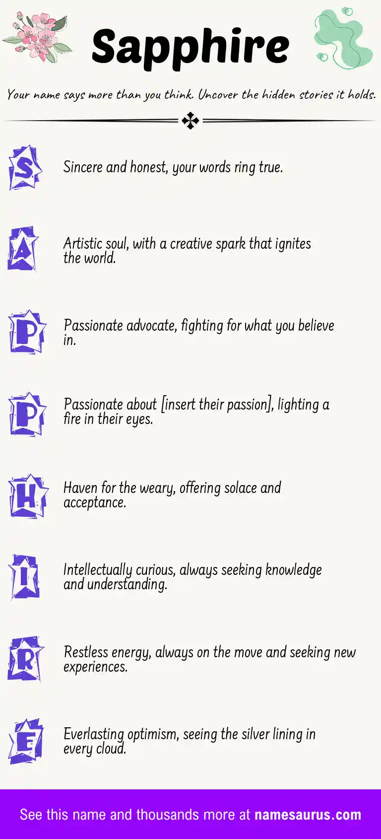 Acrostic poem about Sapphire.