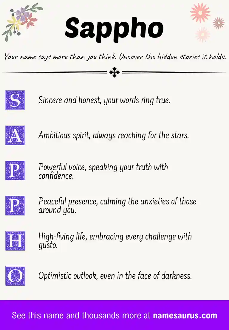 Acrostic poem about Sappho.
