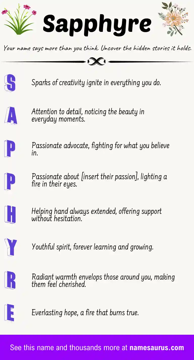Acrostic poem about Sapphyre.