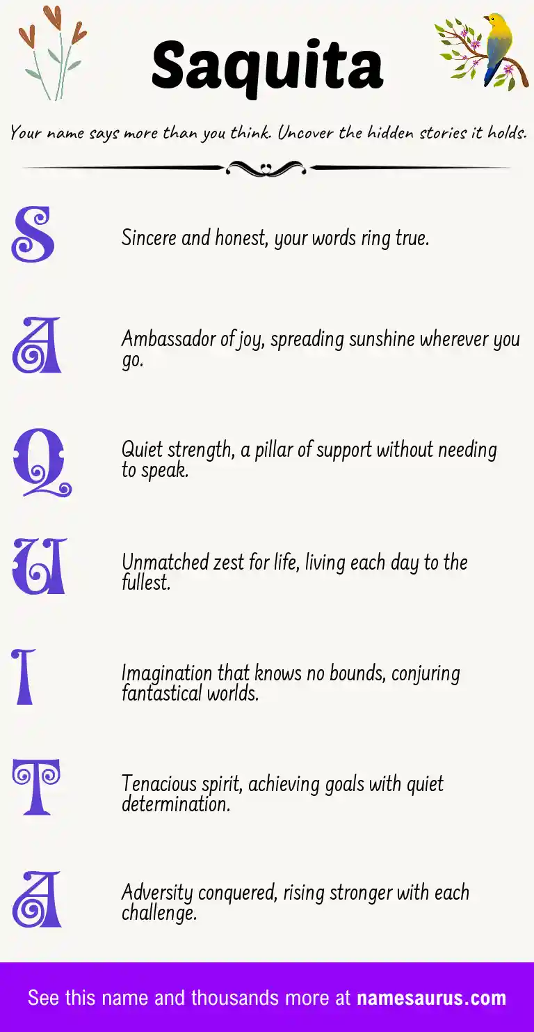 Acrostic poem about Saquita.