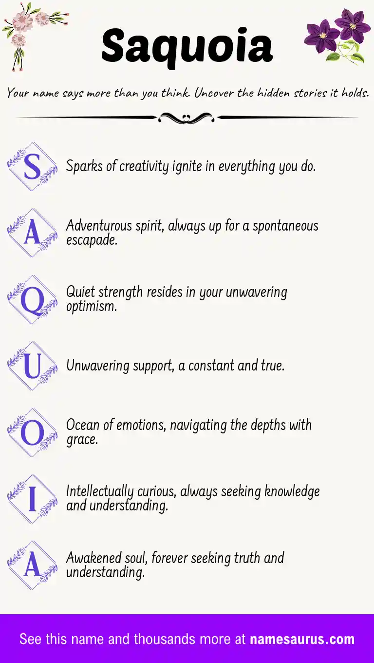 Acrostic poem about Saquoia.