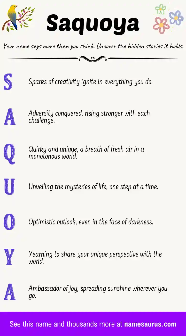 Acrostic poem about Saquoya.