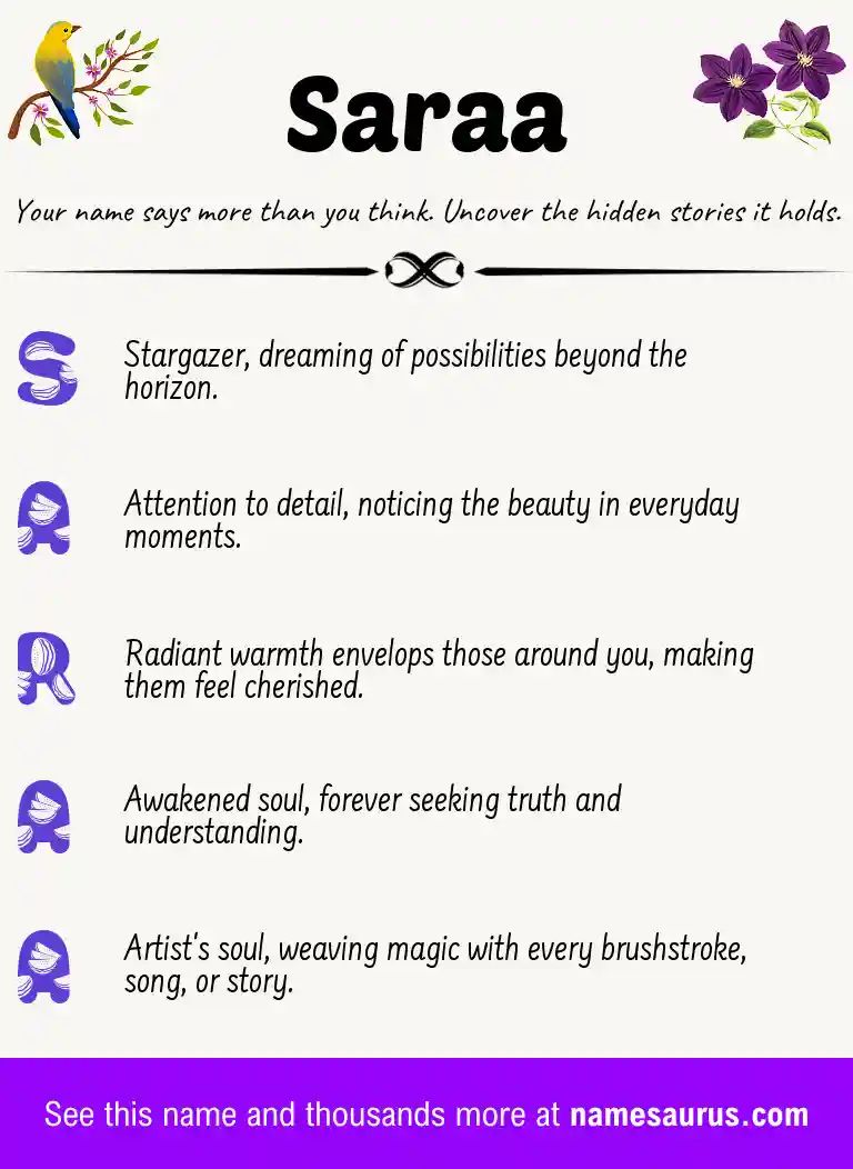 Acrostic poem about Saraa.