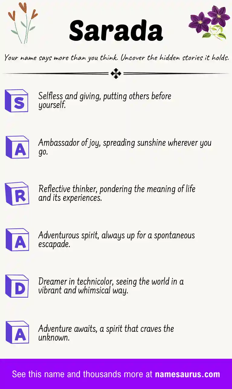 Acrostic poem about Sarada.