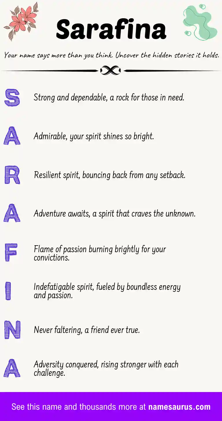 Acrostic poem about Sarafina.