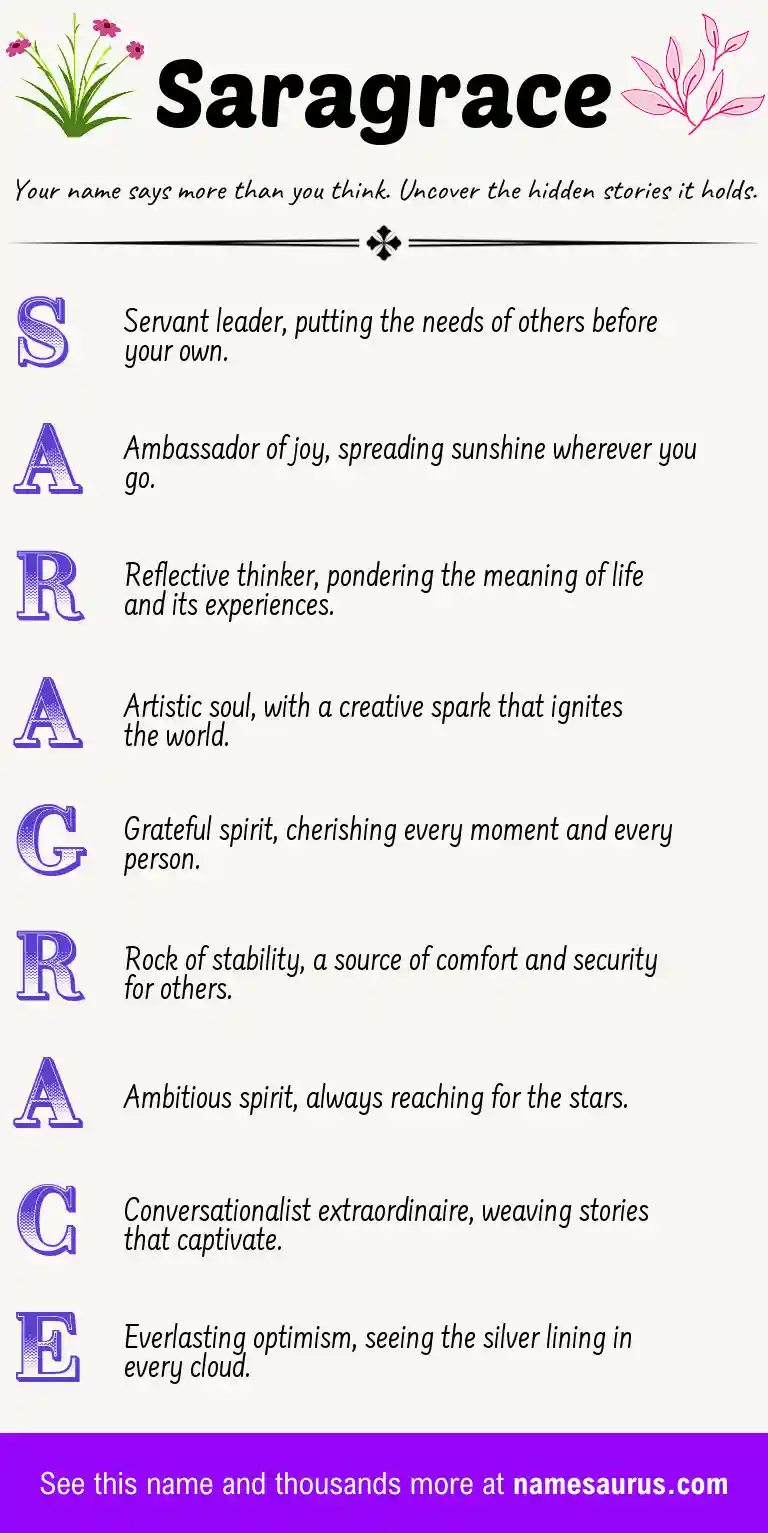 Acrostic poem about Saragrace.