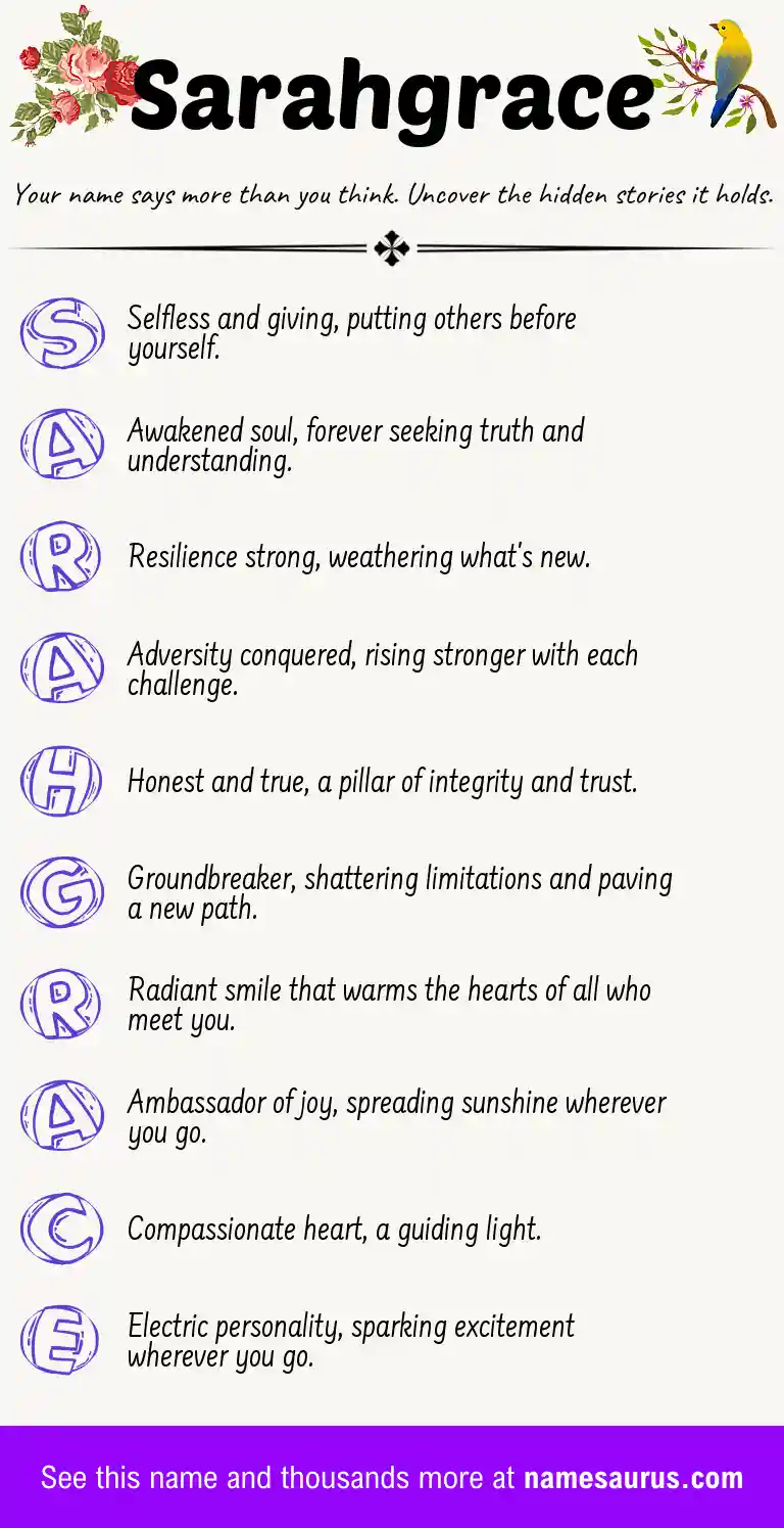 Acrostic poem about Sarahgrace.