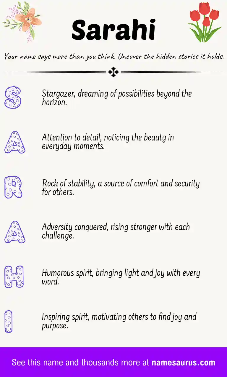 Acrostic poem about Sarahi.