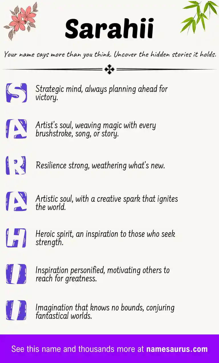 Acrostic poem about Sarahii.
