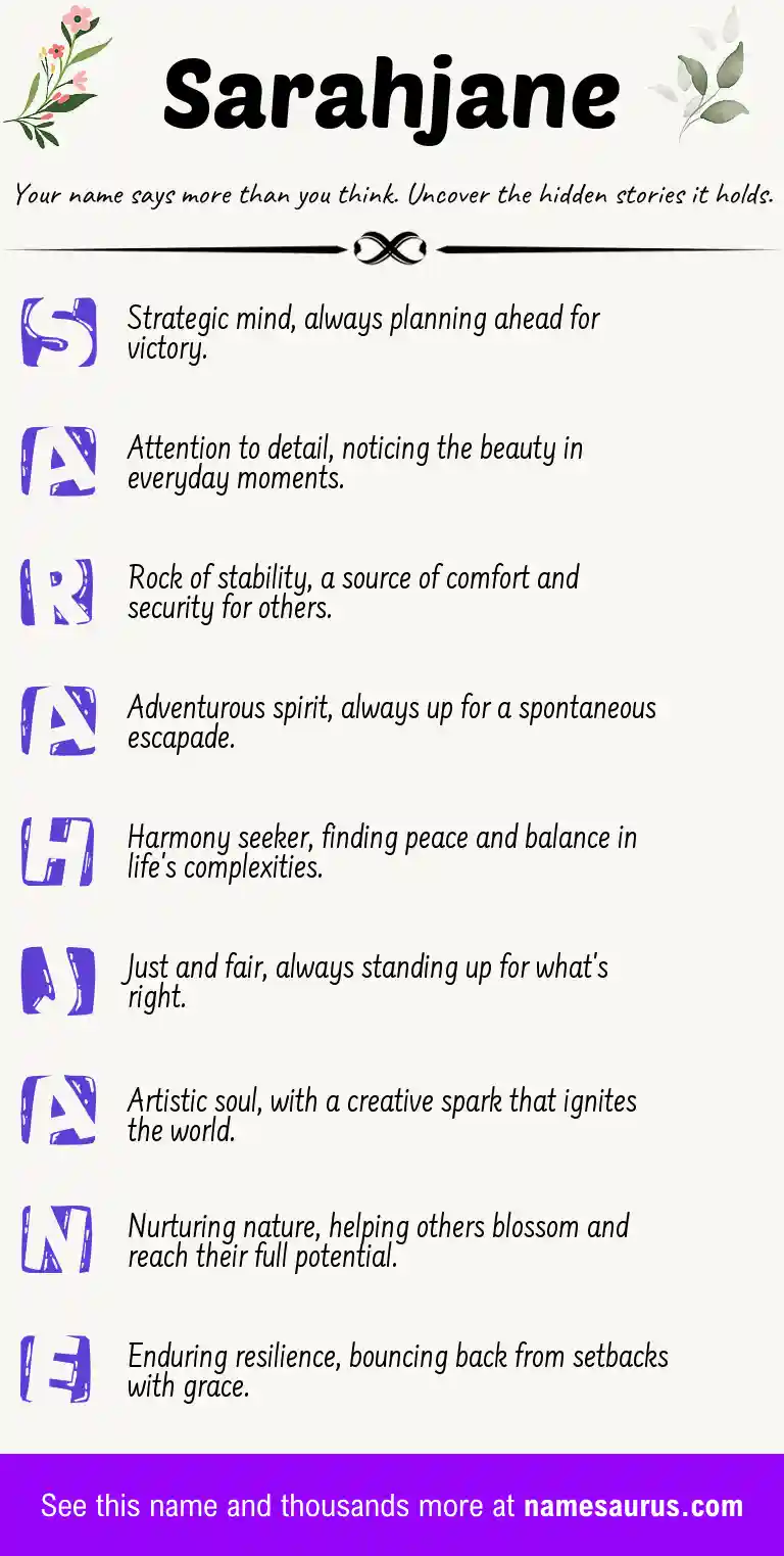 Acrostic poem about Sarahjane.