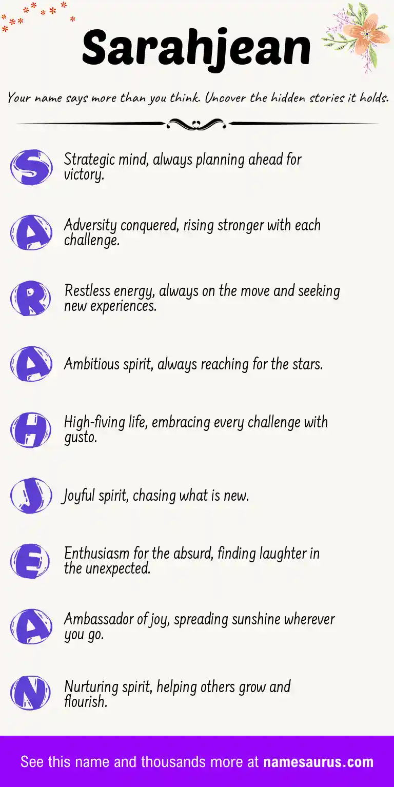 Acrostic poem about Sarahjean.
