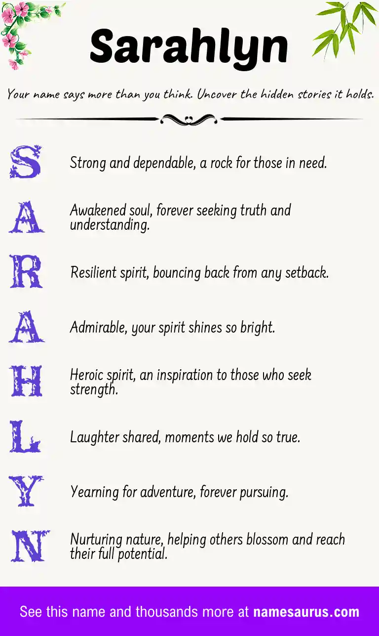 Acrostic poem about Sarahlyn.