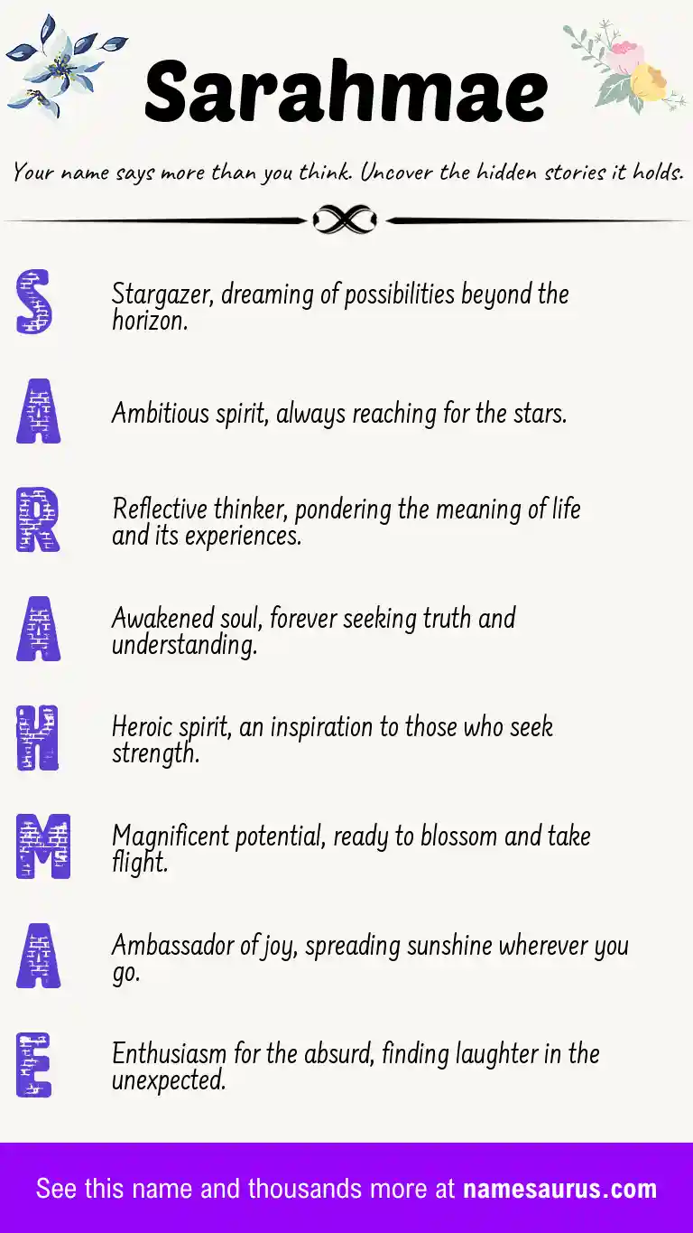 Acrostic poem about Sarahmae.