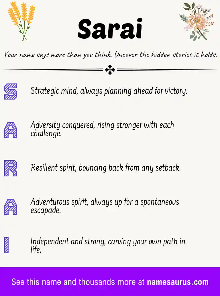 Acrostic poem about Sarai.