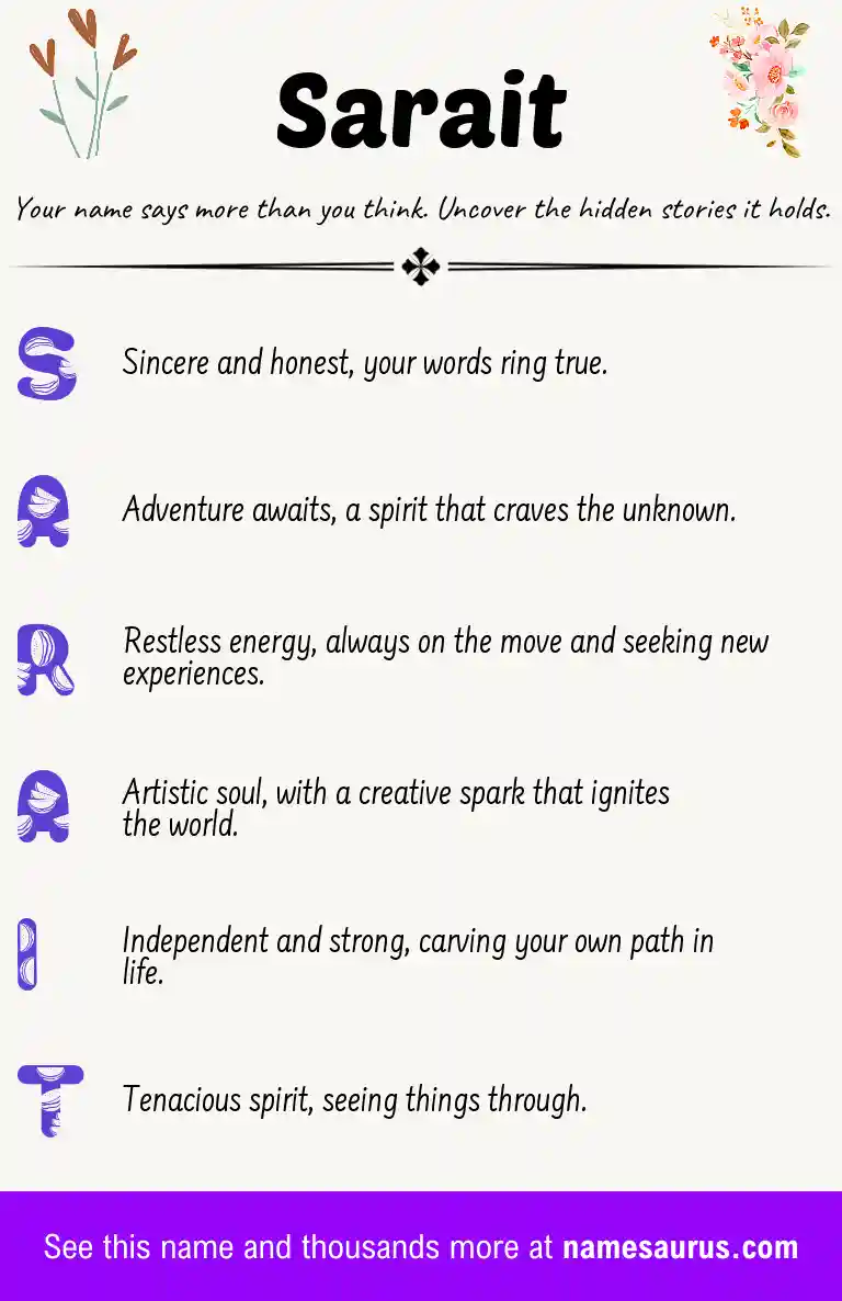 Acrostic poem about Sarait.