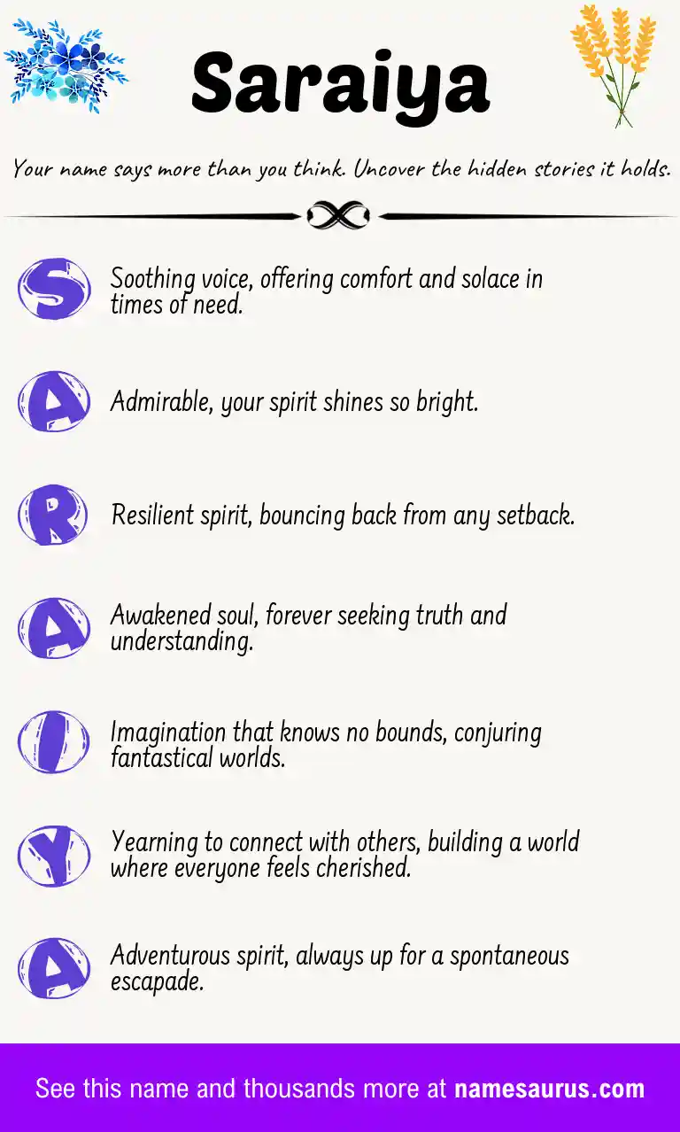 Acrostic poem about Saraiya.