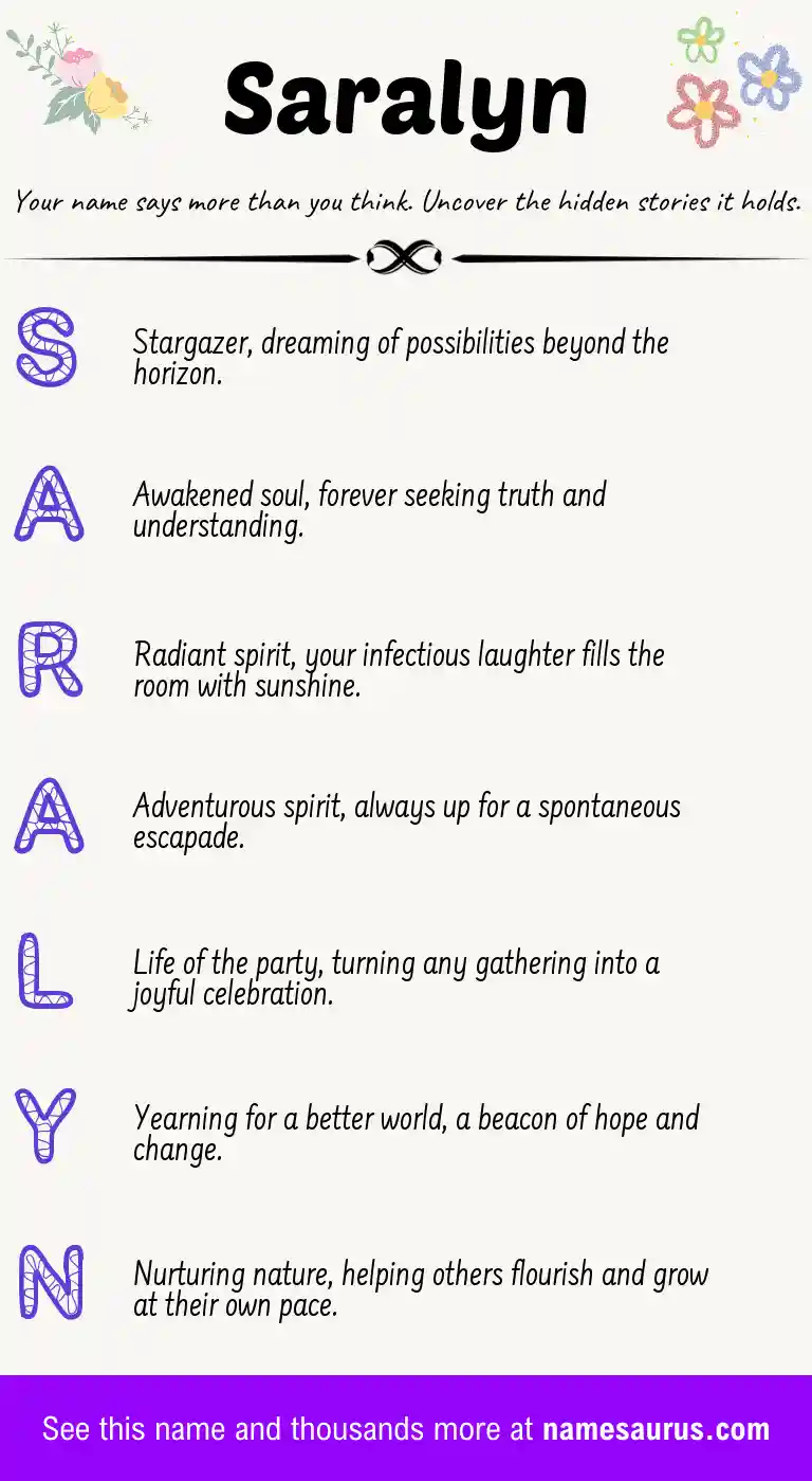 Acrostic poem about Saralyn.