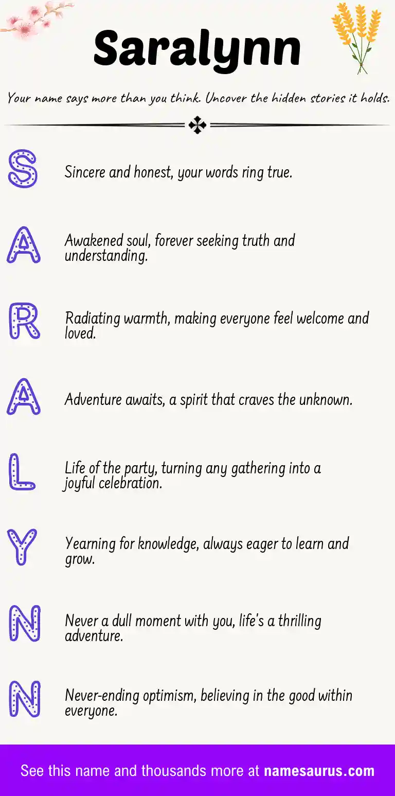 Acrostic poem about Saralynn.