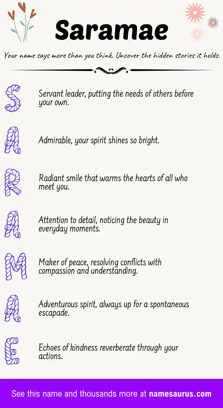 Acrostic poem about Saramae.