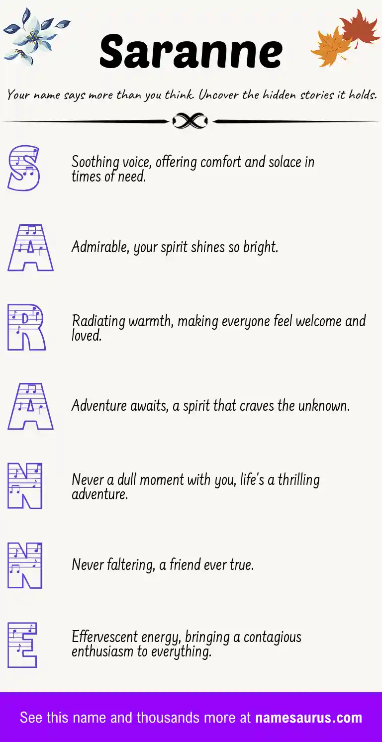 Acrostic poem about Saranne.