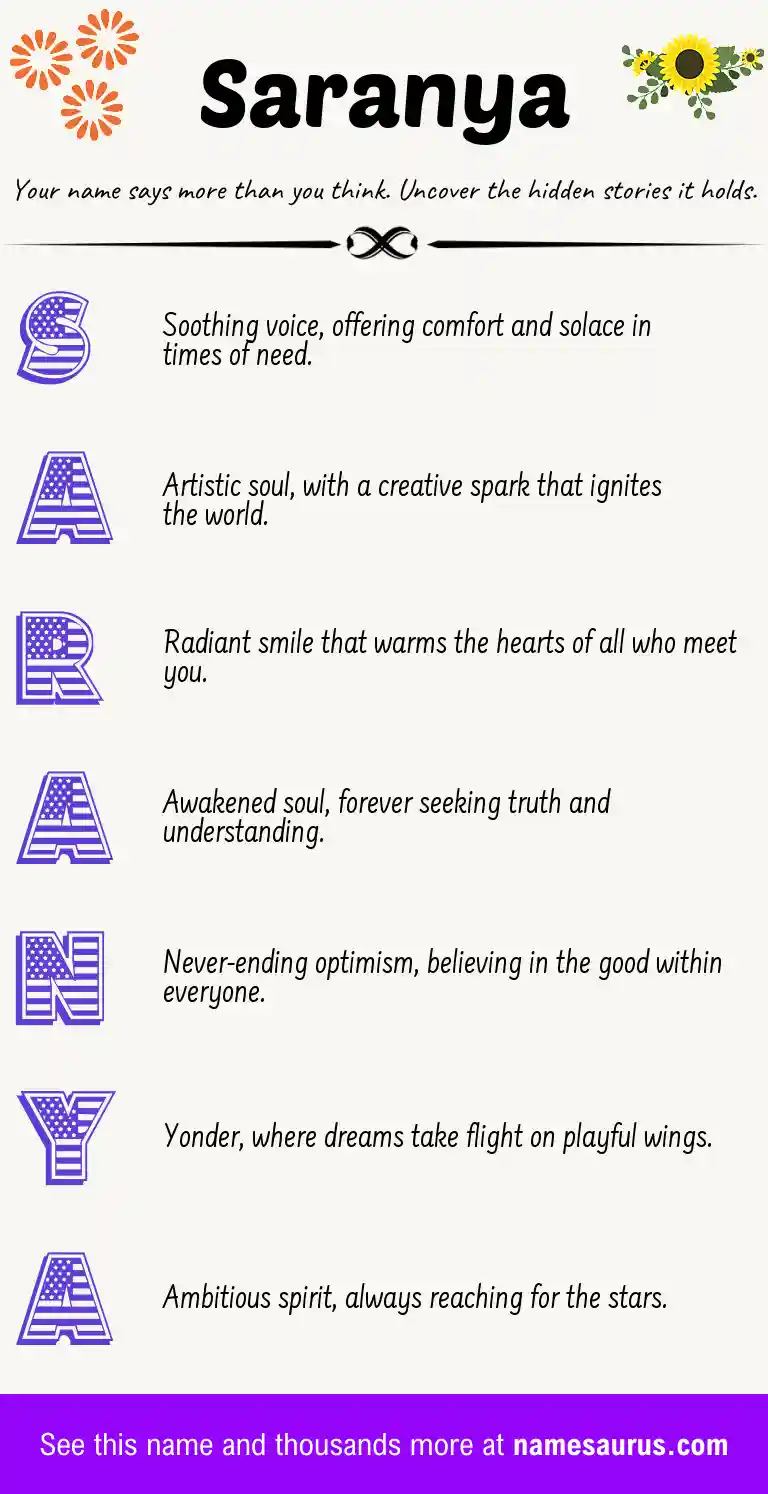 Acrostic poem about Saranya.
