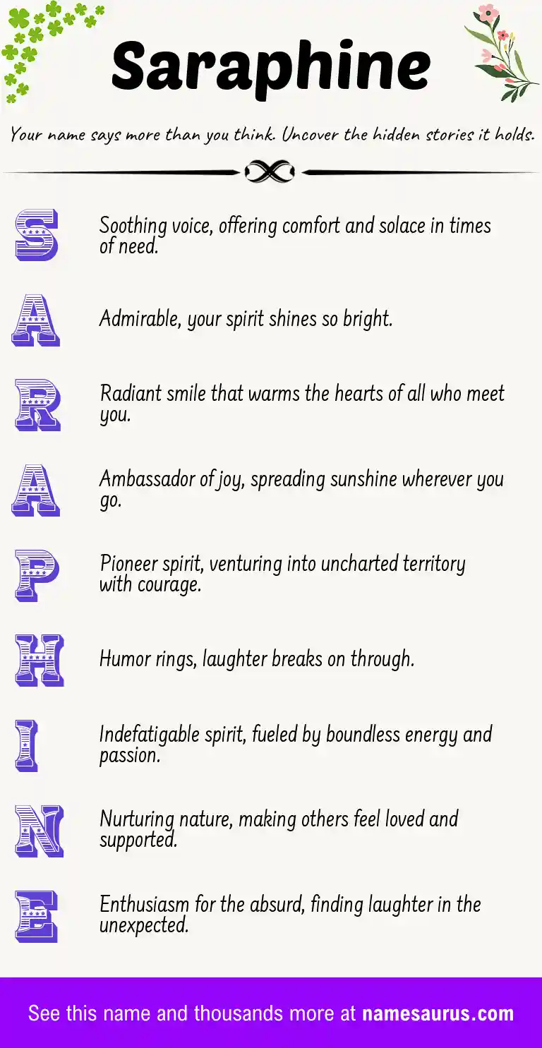 Acrostic poem about Saraphine.