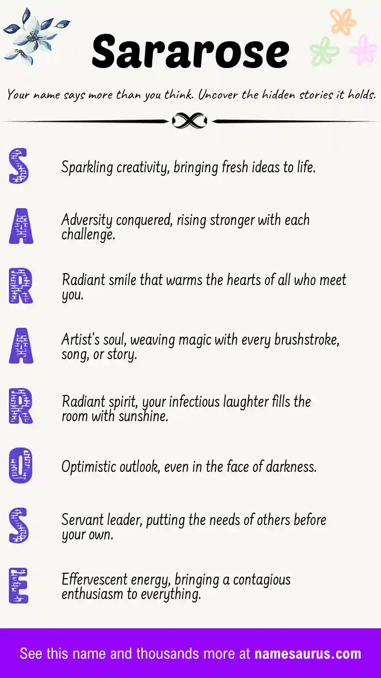 Acrostic poem about Sararose.