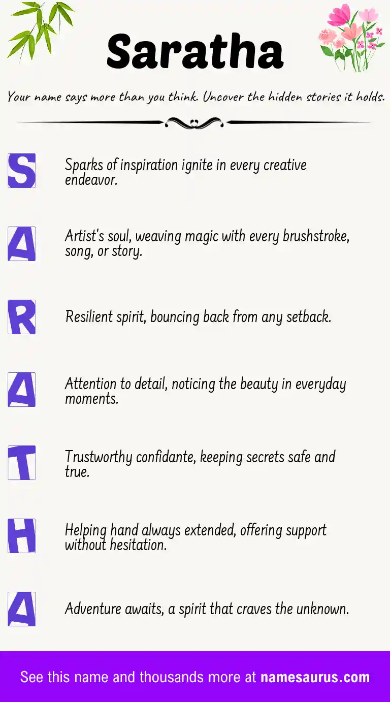 Acrostic poem about Saratha.