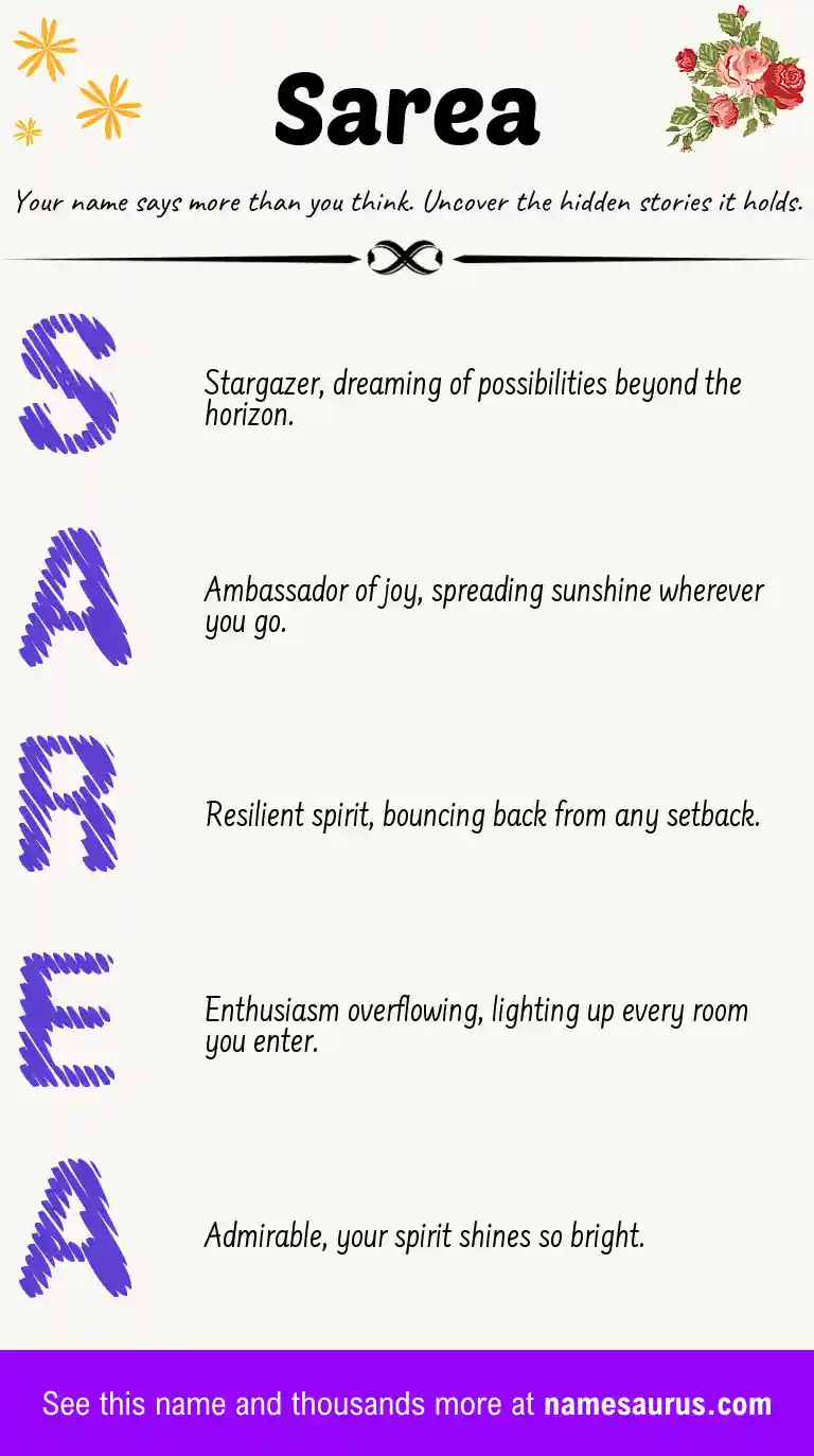 Acrostic poem about Sarea.