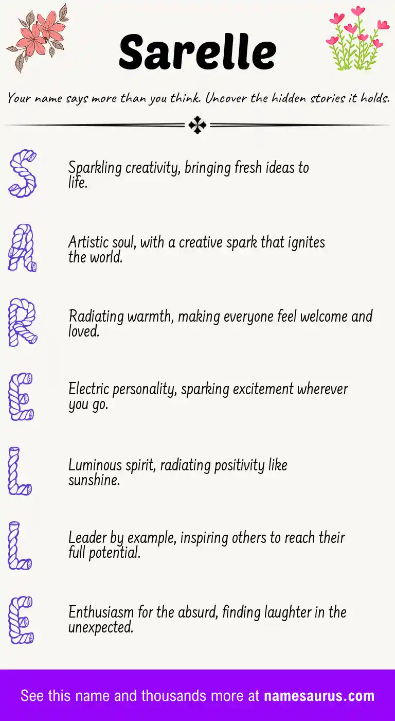 Acrostic poem about Sarelle.