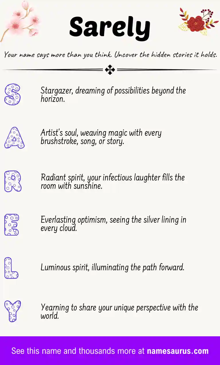 Acrostic poem about Sarely.