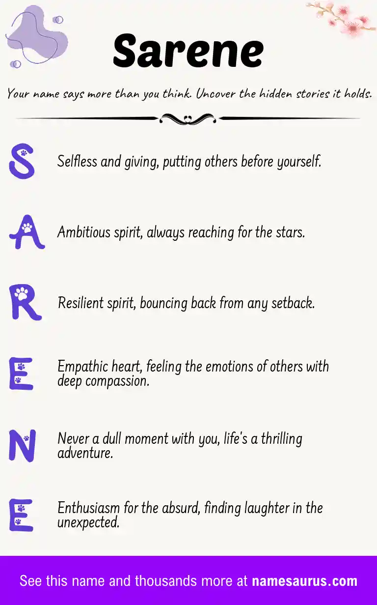 Acrostic poem about Sarene.