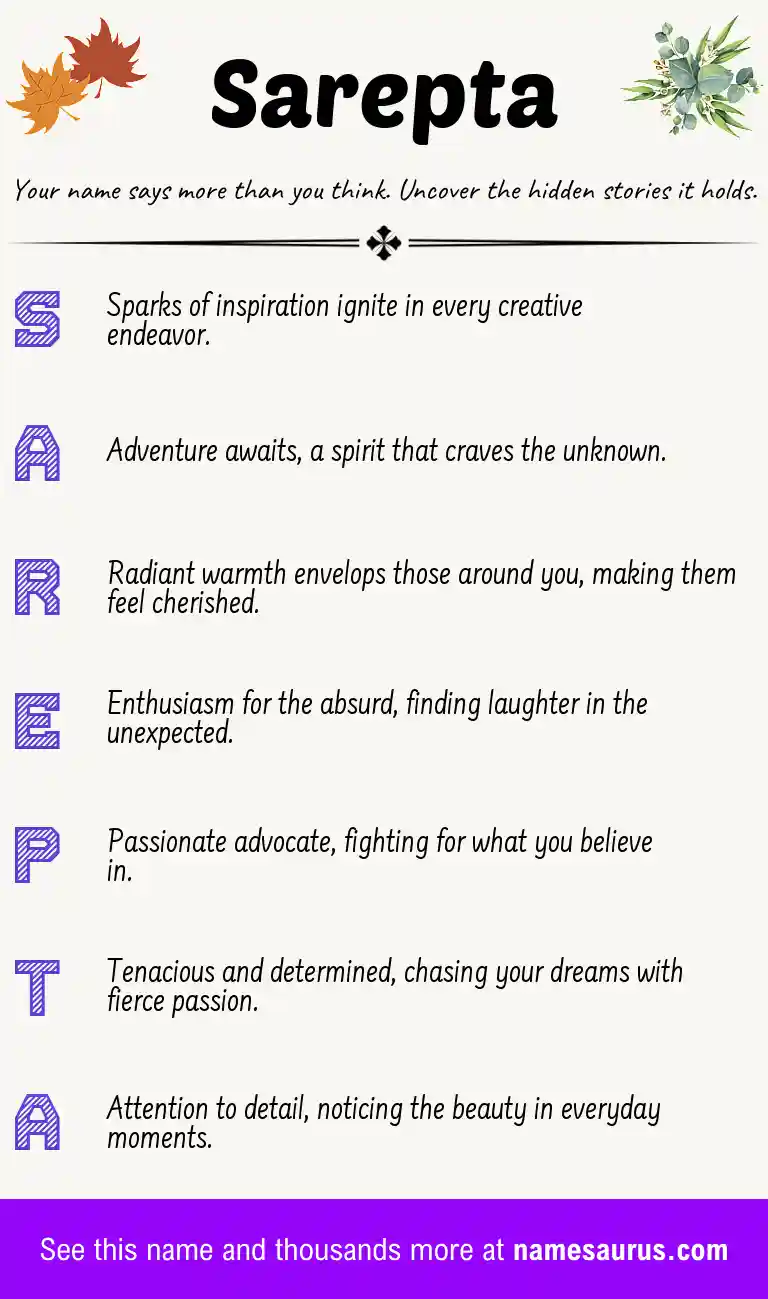 Acrostic poem about Sarepta.