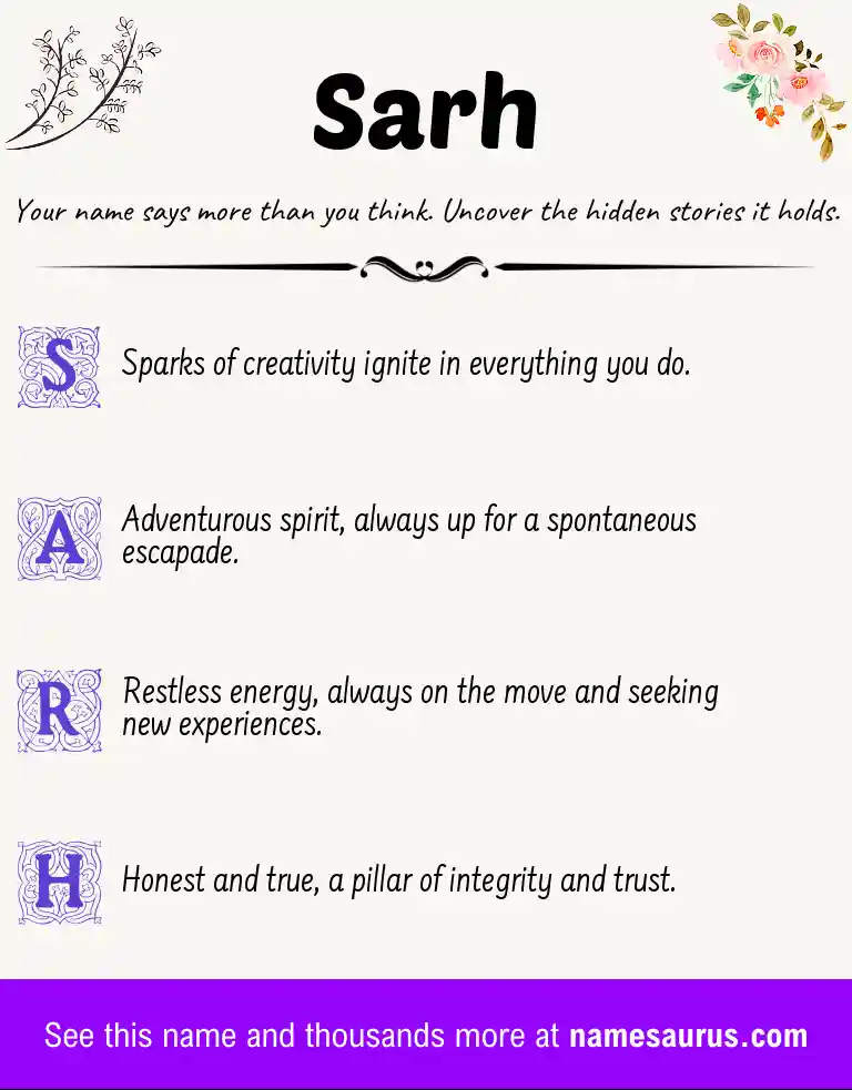 Acrostic poem about Sarh.