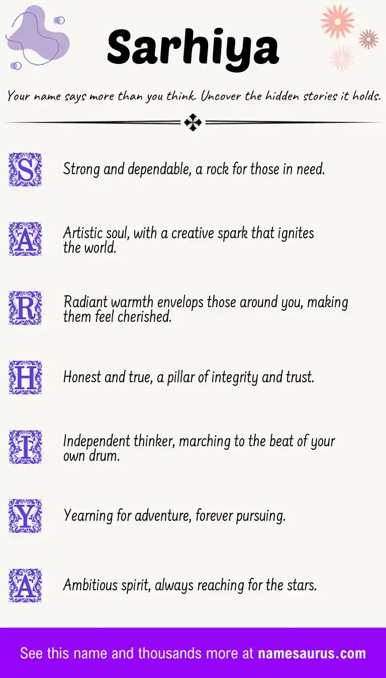 Acrostic poem about Sarhiya.