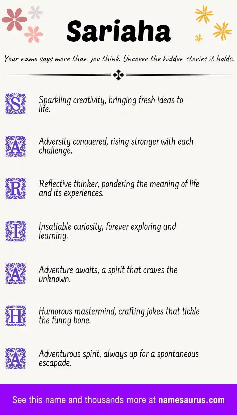 Acrostic poem about Sariaha.
