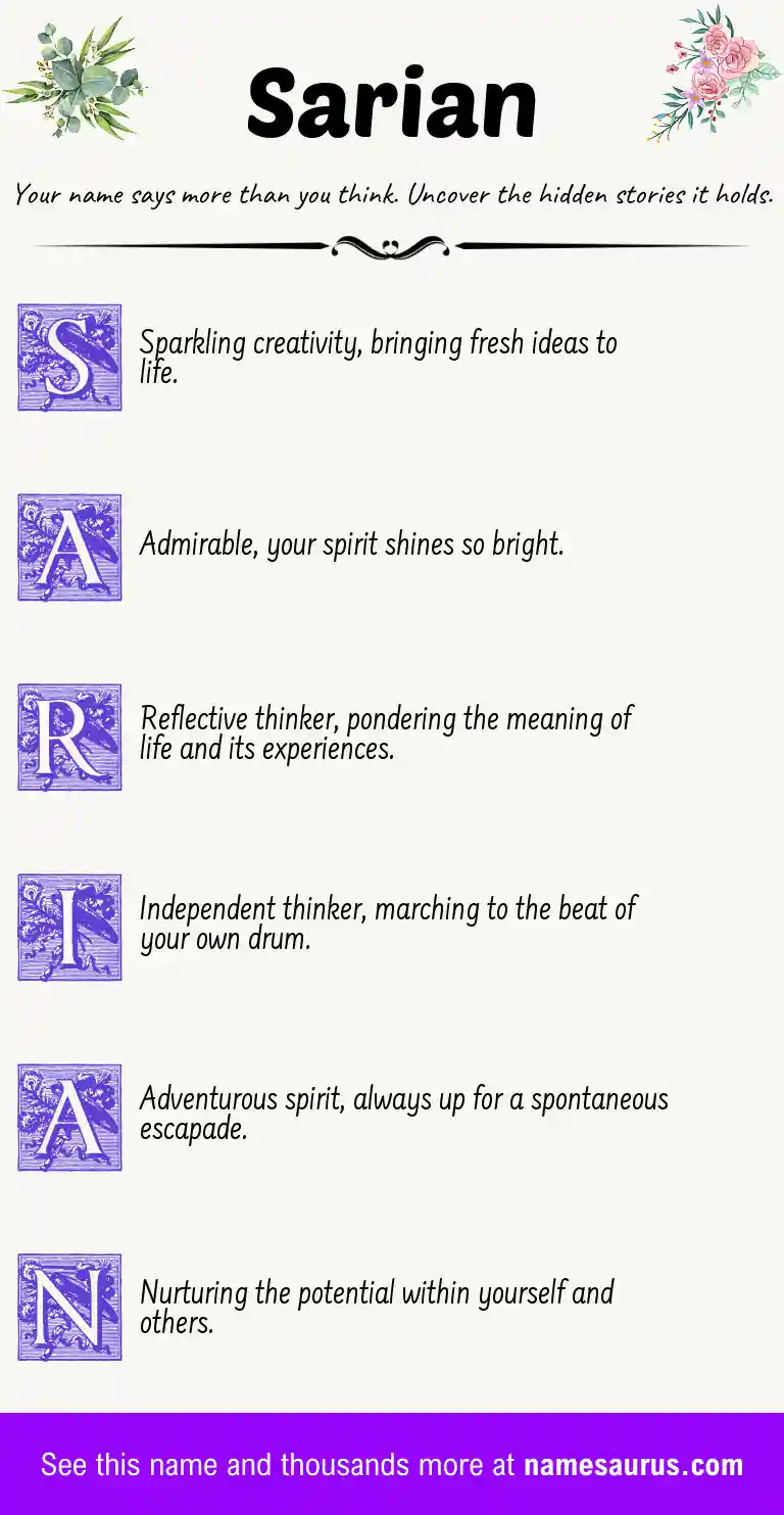 Acrostic poem about Sarian.