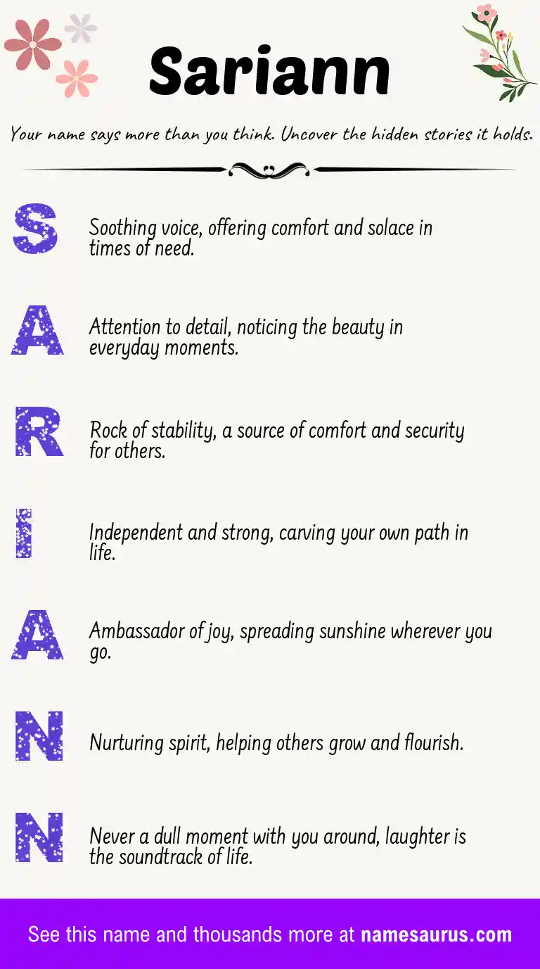 Acrostic poem about Sariann.