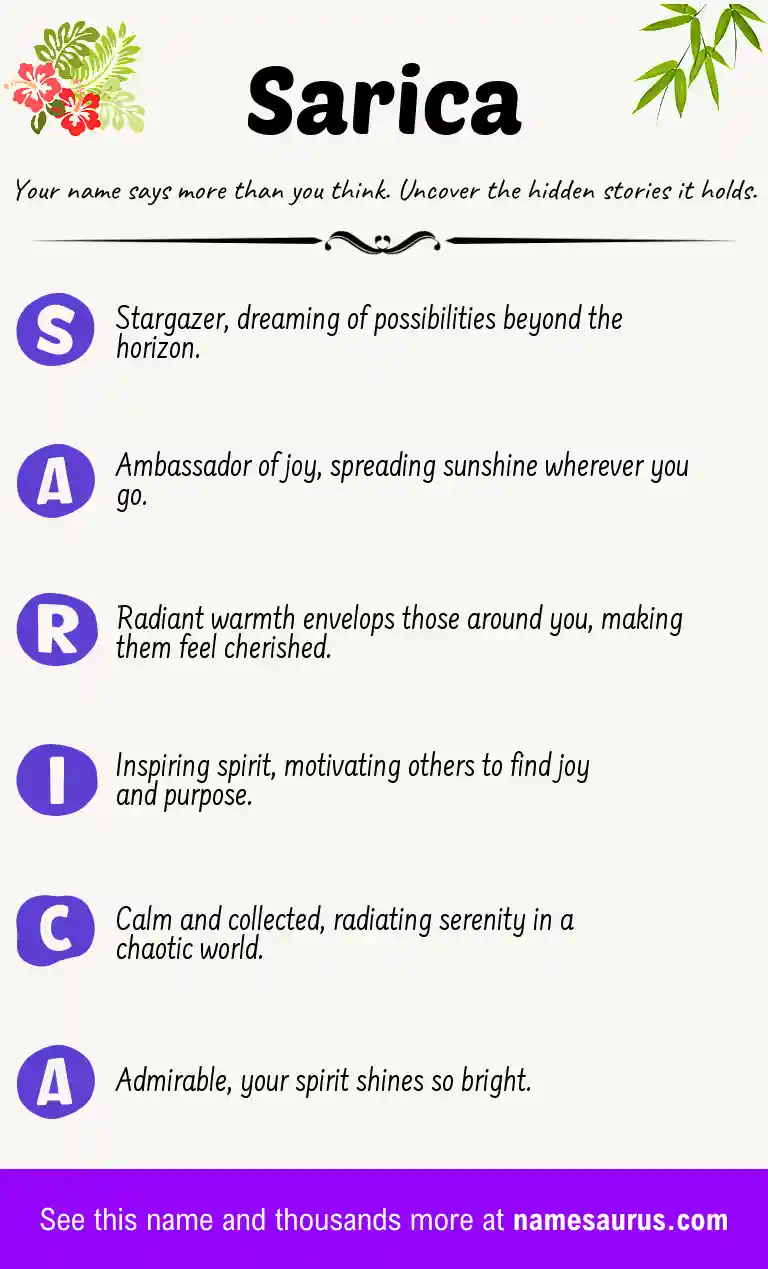 Acrostic poem about Sarica.