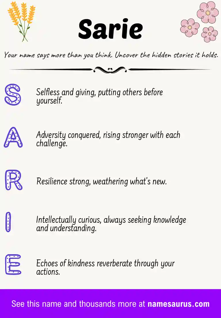 Acrostic poem about Sarie.