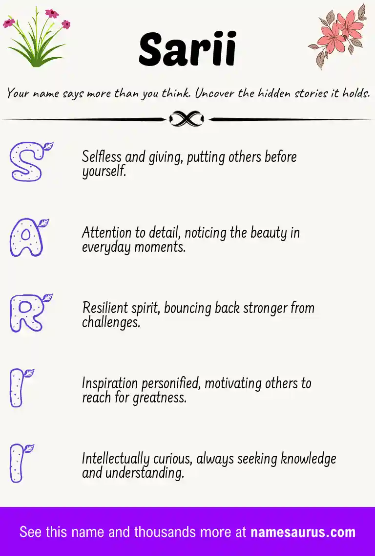 Acrostic poem about Sarii.