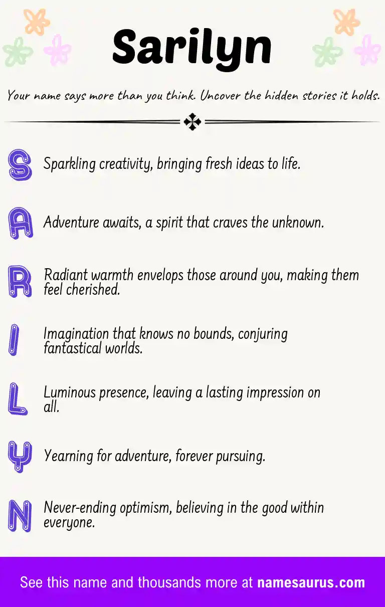 Acrostic poem about Sarilyn.