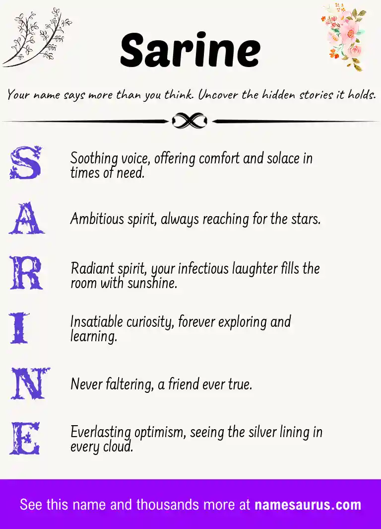Acrostic poem about Sarine.
