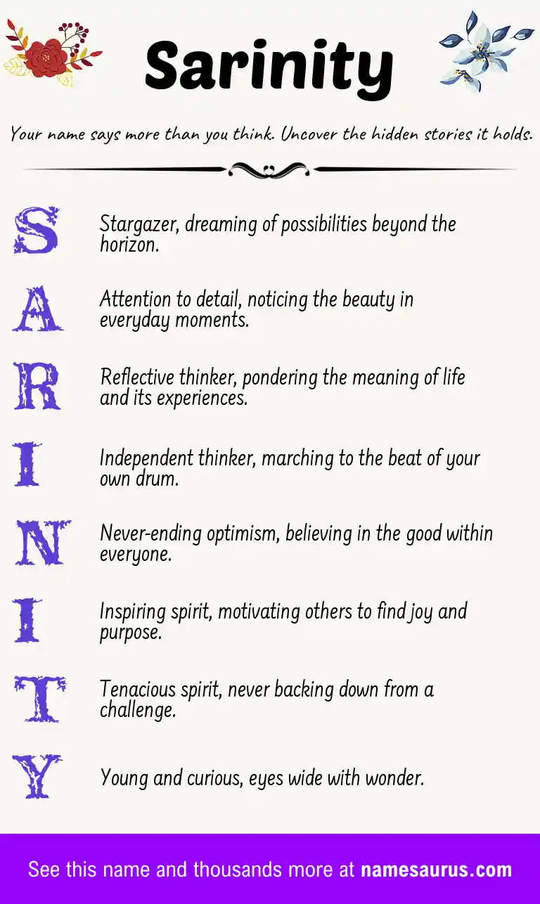 Acrostic poem about Sarinity.