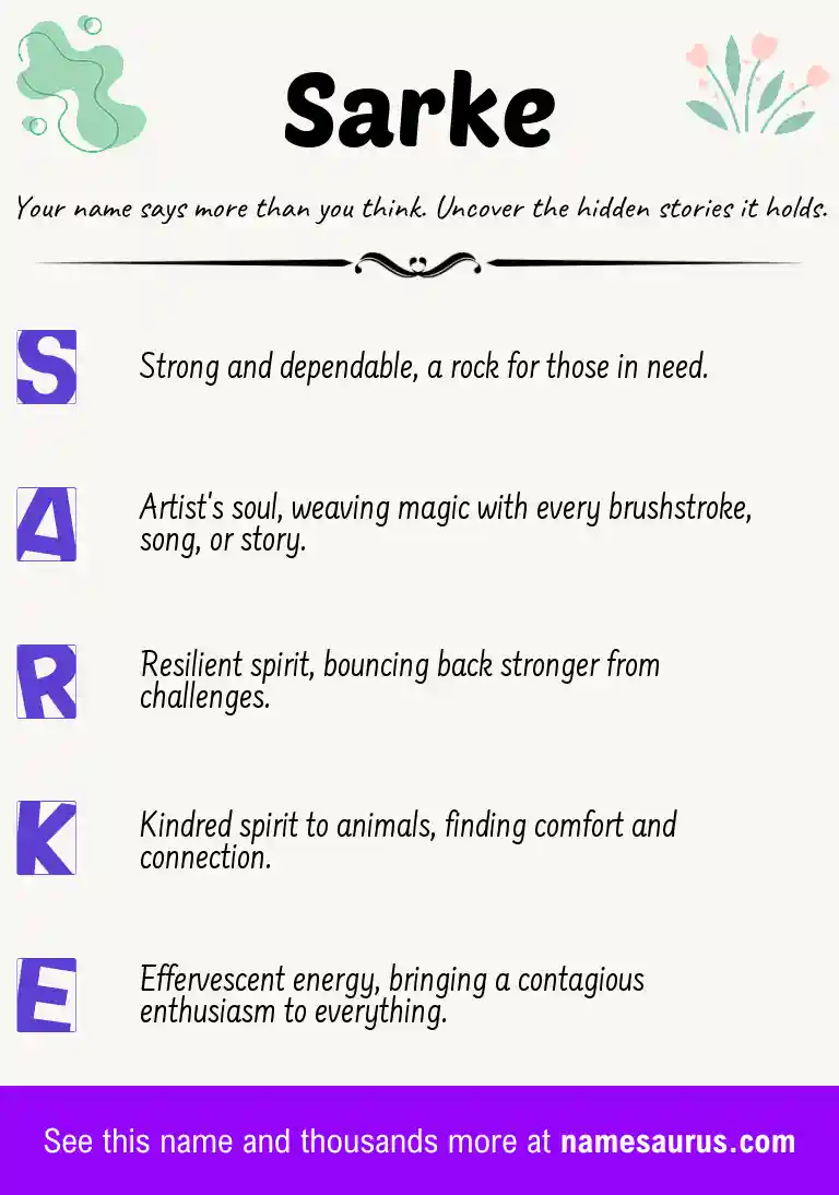 Acrostic poem about Sarke.