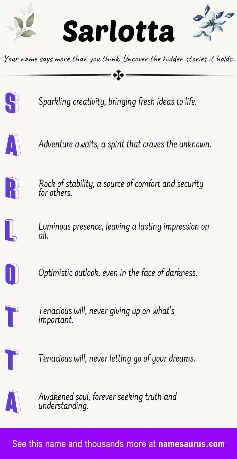 Acrostic poem about Sarlotta.