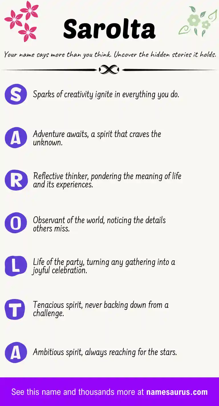 Acrostic poem about Sarolta.