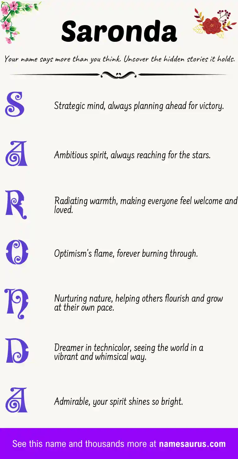 Acrostic poem about Saronda.